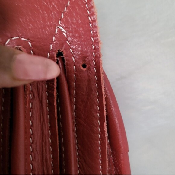 Carriel Crossbody Handbag RedColor/Colorful Cloth Material 10x9 - Picture 6 of 13